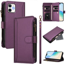 Load image into Gallery viewer, Magnetic Closure 9 Card Slots Zipper Leather Case with Hand Strap, For iPhone 11 Pro Max, For iPhone 11, For iPhone 11 Pro, For iPhone XS / X, For iPhone XR, For iPhone XS Max, For iPhone 8 Plus / 7 Plus