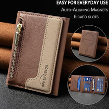 Load image into Gallery viewer, Zipper Leather Horizontal Magnetic Wallet Card Bag Case