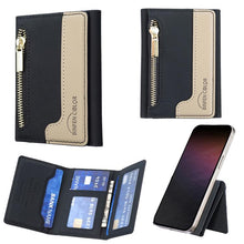 Load image into Gallery viewer, Zipper Leather Horizontal Magnetic Wallet Card Bag Case