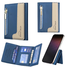 Load image into Gallery viewer, Zipper Leather Horizontal Magnetic Wallet Card Bag Case