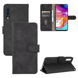 Solid Color Skin Feel Magnetic Buckle Horizontal Flip Calf Texture PU Leather Case with Holder & Card Slots & Wallet