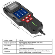 Load image into Gallery viewer, KONNWEI KW700 12V / 24V 2.8 inch Color Screen Car Battery Tester with Printer, KW700