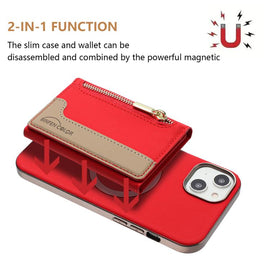 Zipper Horizontal Magnetic Card Bag RFID MagSafe Phone Case, For iPhone 14 Plus, For iPhone 14, For iPhone 14 Pro, For iPhone 14 Pro Max, For iPhone 13 Pro Max, For iPhone 13 Pro, For iPhone 13, For iPhone 12 Pro Max