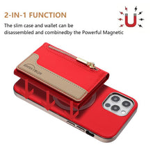 Load image into Gallery viewer, Zipper Horizontal Magnetic Card Bag RFID MagSafe Phone Case, For iPhone 12 / 12 Pro, For iPhone 11 Pro Max, For iPhone 11, For iPhone 11 Pro, For iPhone XR, For iPhone 8 Plus / 7 Plus, For iPhone 8 / 7 / 6