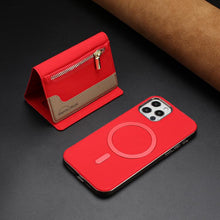 Load image into Gallery viewer, Zipper Horizontal Magnetic Card Bag RFID MagSafe Phone Case, For iPhone 12 / 12 Pro, For iPhone 11 Pro Max, For iPhone 11, For iPhone 11 Pro, For iPhone XR, For iPhone 8 Plus / 7 Plus, For iPhone 8 / 7 / 6