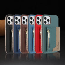 Load image into Gallery viewer, Zipper Horizontal Magnetic Card Bag RFID MagSafe Phone Case, For iPhone 12 / 12 Pro, For iPhone 11 Pro Max, For iPhone 11, For iPhone 11 Pro, For iPhone XR, For iPhone 8 Plus / 7 Plus, For iPhone 8 / 7 / 6