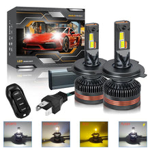 Load image into Gallery viewer, 2pcs/Pack 60W 8000LM 6000K Three Color Remote Control Car LED Headlight Bulb, 9005, 9006, H1, H4, H7, H11
