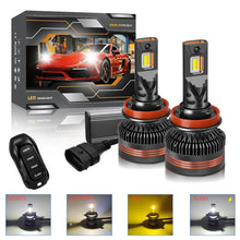 Load image into Gallery viewer, 2pcs/Pack 60W 8000LM 6000K Three Color Remote Control Car LED Headlight Bulb, 9005, 9006, H1, H4, H7, H11