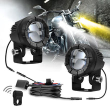 Load image into Gallery viewer, 30W 3000LM 6000K Motorcycle Dual Lens LED Spotlight with Control Cable Set