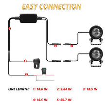 Load image into Gallery viewer, 30W 3000LM 6000K Motorcycle Dual Lens LED Spotlight with Control Cable Set