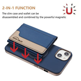 Colour Matching Horizontal Magnetic Card Bag RFID MagSafe Phone Case, For iPhone 14 Plus, For iPhone 14, For iPhone 14 Pro, For iPhone 14 Pro Max, For iPhone 13 Pro Max, For iPhone 13 Pro, For iPhone 13, For iPhone 12 / 12 Pro