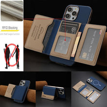 Load image into Gallery viewer, Colour Matching Horizontal Magnetic Card Bag RFID MagSafe Phone Case, For iPhone 12 Pro Max, For iPhone 11 Pro Max, For iPhone 11, For iPhone 11 Pro, For iPhone XR, For iPhone 8 Plus / 7 Plus, For iPhone 8 / 7 / 6