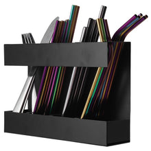 Load image into Gallery viewer, Four-grid Straw Cutlery Metal Storage Rack Kitchen Organizer without Soft Magnetic Sheet, without Soft Magnetic Sheet