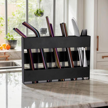 Load image into Gallery viewer, Five-grid Straw Cutlery Metal Storage Rack Kitchen Organizer, without Soft Magnetic Sheet, with 12pcs Soft Magnetic Sheet