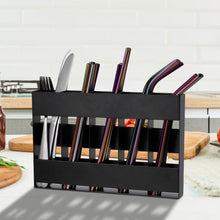 Load image into Gallery viewer, Five-grid Straw Cutlery Metal Storage Rack Kitchen Organizer, without Soft Magnetic Sheet, with 12pcs Soft Magnetic Sheet