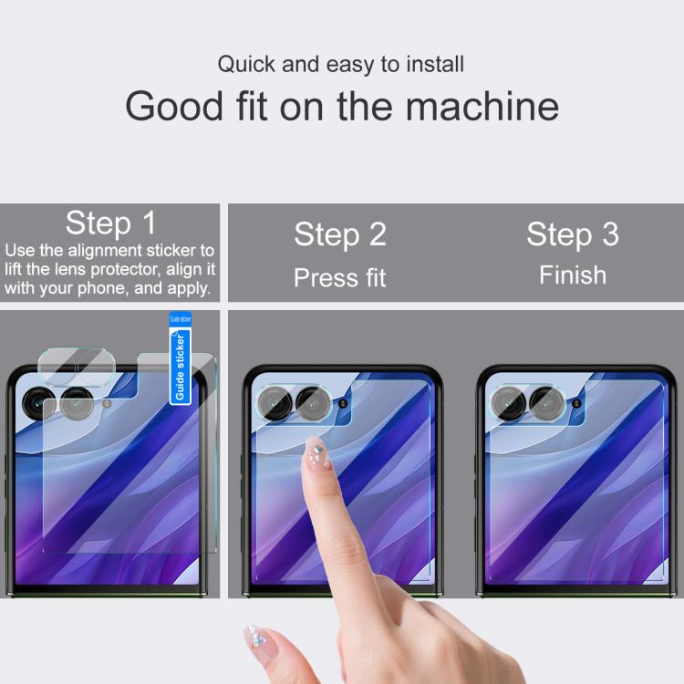 1 Sets imak Lens Film + Glass Rear Screen Sticker, For Motorola Razr 60 Ultra, For Motorola Razr 60