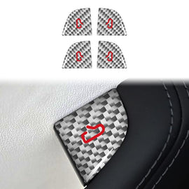 For Tesla Model 3 New Edition 2023+ 4pcs/Set Carbon Fiber Car Door Switch Decorative Sticker with Label, For Tesla Model 3 New Edition 2023+ Car Door Switch