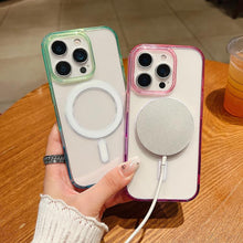 Load image into Gallery viewer, Contrast Color Gradient Transparent MagSafe Phone Case, For iPhone 11, For iPhone 11 Pro