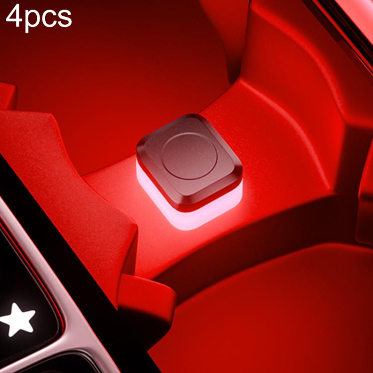 4pcs Car USB LED Atmosphere Light, White Light, Blue Light, Red Light, Ice Blue Light