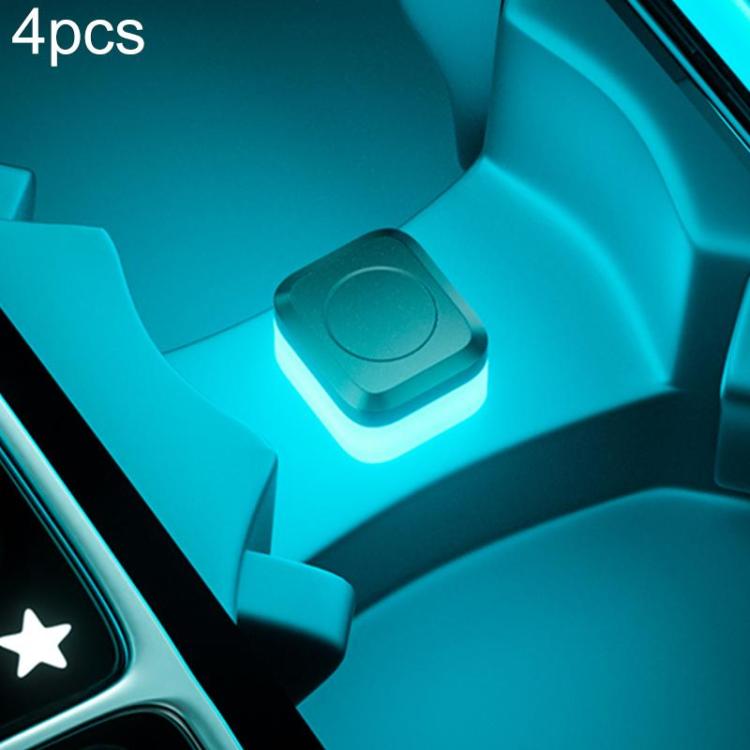 4pcs Car USB LED Atmosphere Light, White Light, Blue Light, Red Light, Ice Blue Light