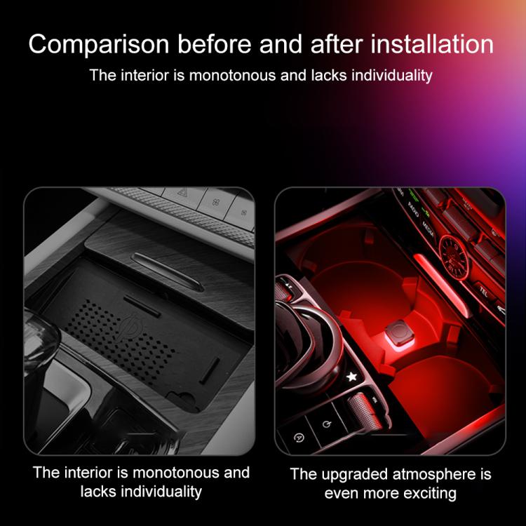 4pcs Car USB LED Atmosphere Light, White Light, Blue Light, Red Light, Ice Blue Light