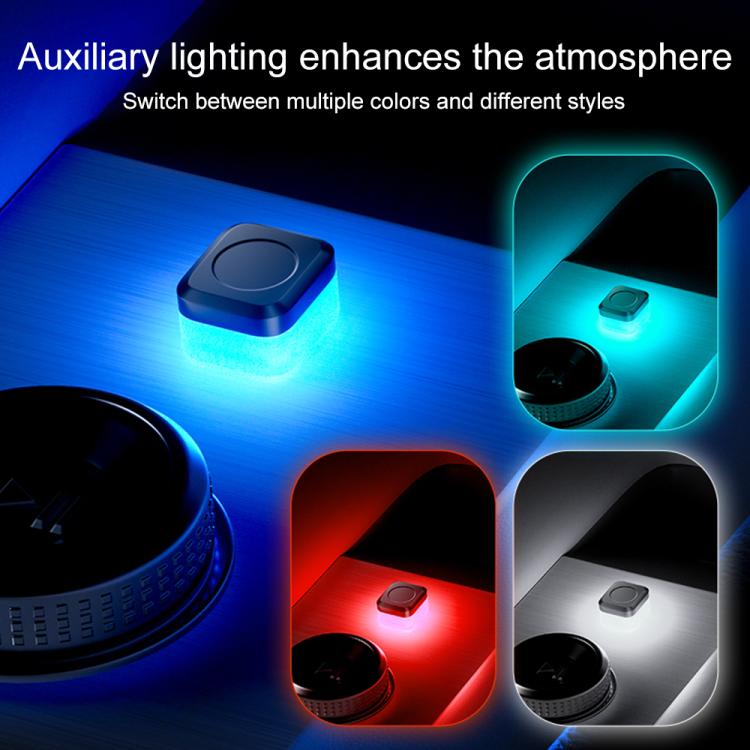 4pcs Car USB LED Atmosphere Light, White Light, Blue Light, Red Light, Ice Blue Light