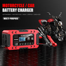 Load image into Gallery viewer, FOXSUR FBC1206F 12V 6A Car Motorcycle Battery Charger Smart Repair Multi-function Charger, EU Plug, US Plug, UK Plug, AU Plug