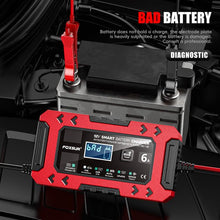 Load image into Gallery viewer, FOXSUR FBC1206F 12V 6A Car Motorcycle Battery Charger Smart Repair Multi-function Charger, EU Plug, US Plug, UK Plug, AU Plug