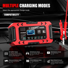 Load image into Gallery viewer, FOXSUR FBC1206F 12V 6A Car Motorcycle Battery Charger Smart Repair Multi-function Charger, EU Plug, US Plug, UK Plug, AU Plug