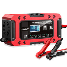 Load image into Gallery viewer, FOXSUR FBC1206F 12V 6A Car Motorcycle Battery Charger Smart Repair Multi-function Charger, EU Plug, US Plug, UK Plug, AU Plug