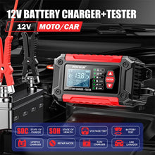 Load image into Gallery viewer, FOXSUR FTC-1206 2 in 1 12V Charging Tester Integrated Machine Car Motorcycle Battery Charger Tester, EU Plug, US Plug, UK Plug, AU Plug