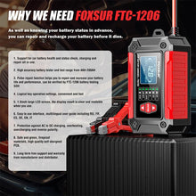 Load image into Gallery viewer, FOXSUR FTC-1206 2 in 1 12V Charging Tester Integrated Machine Car Motorcycle Battery Charger Tester, EU Plug, US Plug, UK Plug, AU Plug