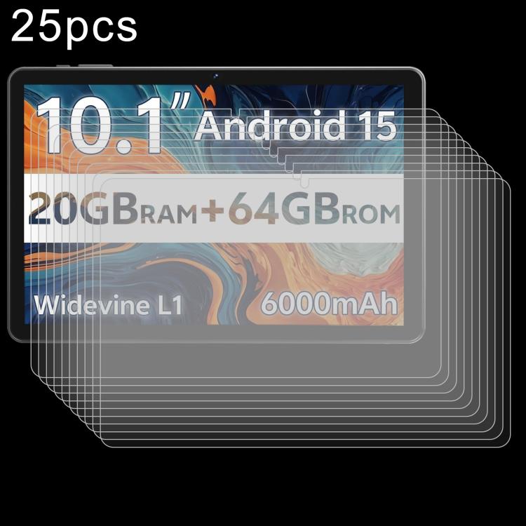 25pcs 9H 0.3mm Explosion-proof Tempered Glass Film, For SVITOO P11 11 inch, For SVITOO P10 10.1 inch, For SVITOO PL001 10.1 inch, For SVITOO P108 11.97 inch, For SVITOO Tab 10 GMs Certified 1027C 10.1