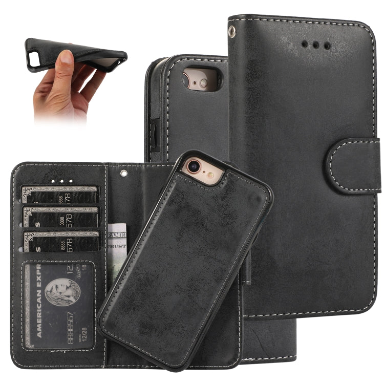 KLT888-2 Retro 2 in 1 Detachable Magnetic Horizontal Flip TPU + PU Leather Case with Holder & Card Slots & Photo Frame & Wallet, For iPhone 11, For iPhone 11 Pro, For iPhone 11 Pro Max, For iPhone 6, For iPhone 6 Plus, For iPhone SE 2022 / SE 2020 / 8 ...
