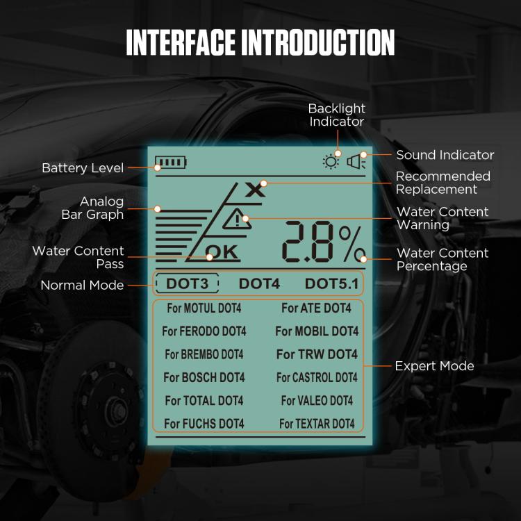 AUTOOL AS502 Digital Display Intelligent Car Brake Fluid Tester Water Content Testing, AS502