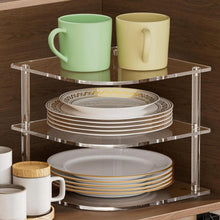 Load image into Gallery viewer, YX165 Acrylic 3 Tier Corner Plates and Bowls Organizer Shelf, YX165