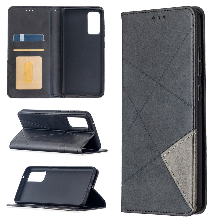 Rhombus Texture Horizontal Flip Magnetic Leather Case with Holder & Card Slots