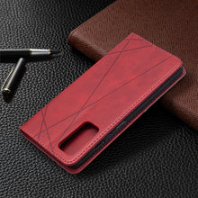 Load image into Gallery viewer, Rhombus Texture Horizontal Flip Magnetic Leather Case with Holder &amp; Card Slots