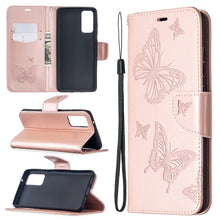 Load image into Gallery viewer, Embossing Two Butterflies Pattern Horizontal Flip PU Leather Case with Holder &amp; Card Slot &amp; Wallet &amp; Lanyard