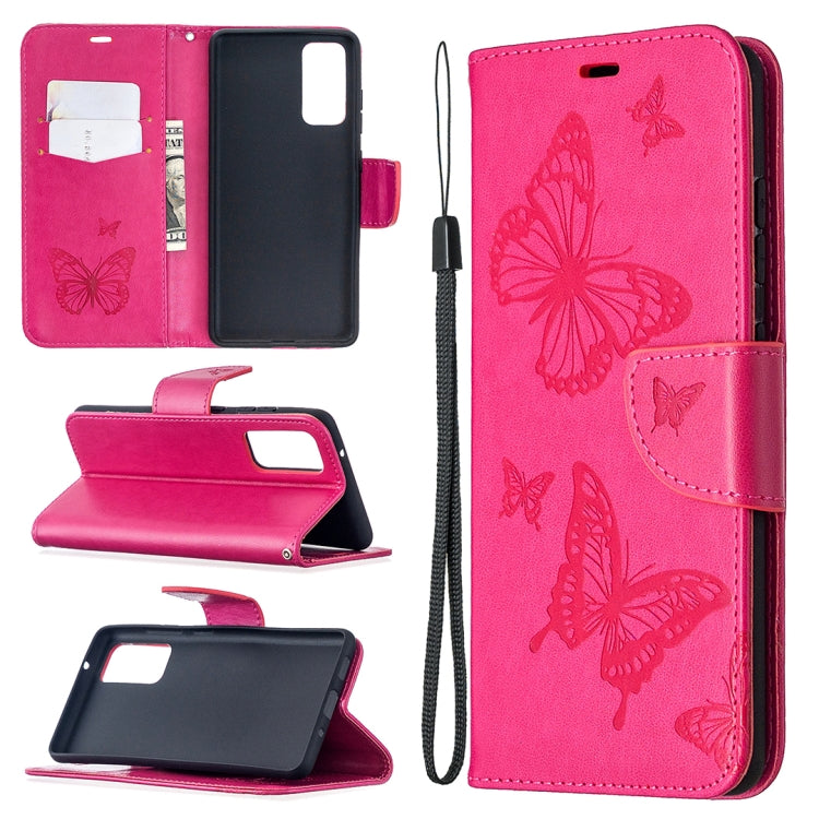 Embossing Two Butterflies Pattern Horizontal Flip PU Leather Case with Holder & Card Slot & Wallet & Lanyard