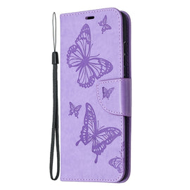 Embossing Two Butterflies Pattern Horizontal Flip PU Leather Case with Holder & Card Slot & Wallet & Lanyard