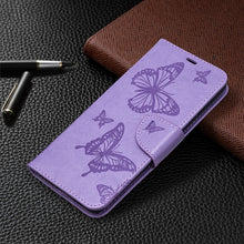 Load image into Gallery viewer, Embossing Two Butterflies Pattern Horizontal Flip PU Leather Case with Holder &amp; Card Slot &amp; Wallet &amp; Lanyard