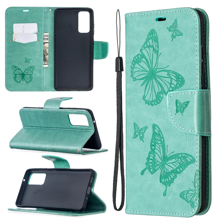 Embossing Two Butterflies Pattern Horizontal Flip PU Leather Case with Holder & Card Slot & Wallet & Lanyard