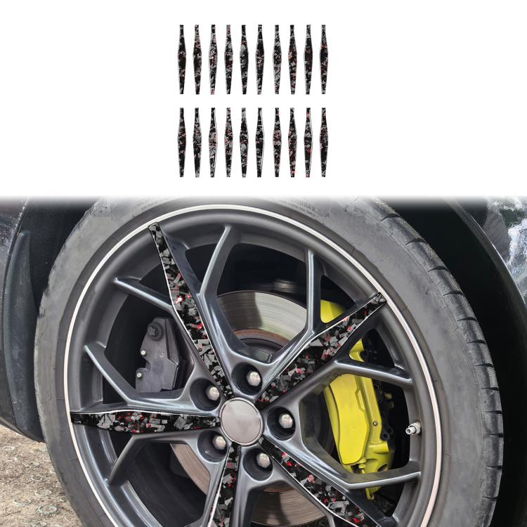 20pcs/Set Forged Gold Foil Carbon Fiber Car Wheels Decorative Sticker for Chevrolet Corvette C8 2020-, Left and Right Driver, Wheels