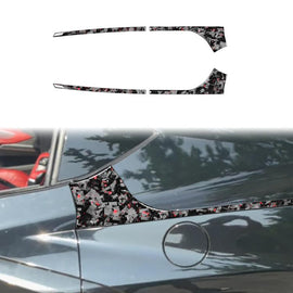 4pcs/Set Forged Gold Foil Carbon Fiber Car Rear Sides Decorative Sticker for Chevrolet Corvette C8 2020-, Left and Right Driver, Rear Sides