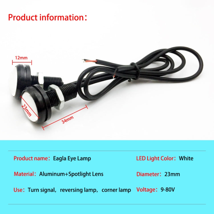 10 PCS 23mm 6LEDs SMD-5730 DC9-80V Motorcycle Eagle Eye Light, 6LEDs SMD-5730, 6LEDs SMD-5730(White Light)