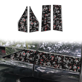 4pcs/Set Forged Gold Foil Carbon Fiber Car Roof Sides Decorative Sticker for Chevrolet Corvette C8 2020-, Left and Right Driver, Roof Sides