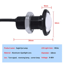 Load image into Gallery viewer, 10 PCS 18mm 1.5W DC9-80V Motorcycle Eagle Eye Light Single Lens, 18mm Single Lens(Yellow Light), 18mm Single Lens(Red Light), 18mm Single Lens(White Light)