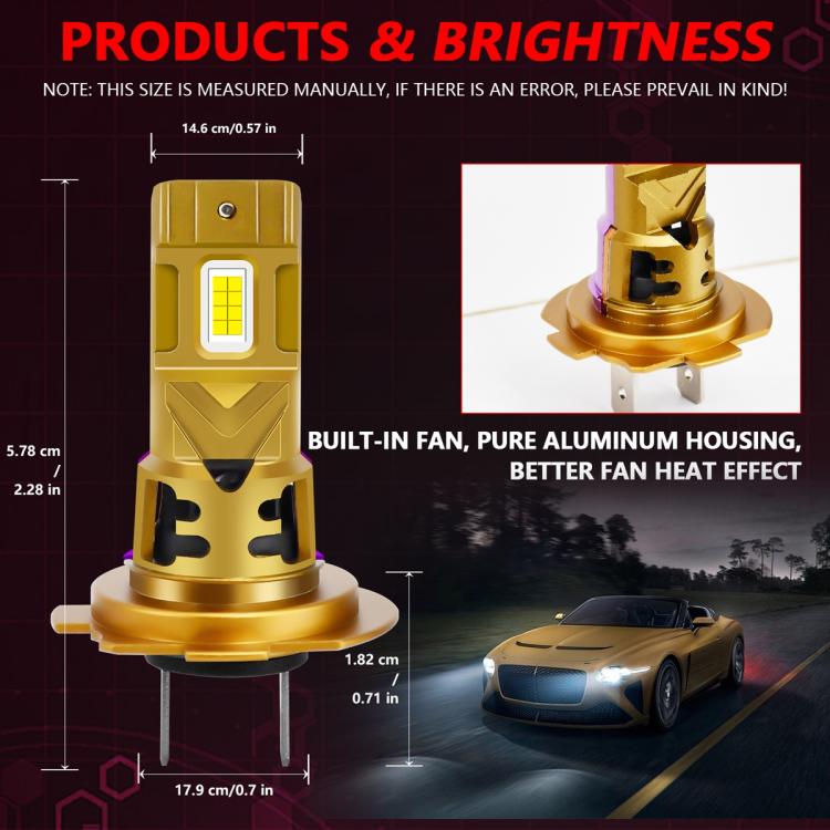 2pcs/Pack 35W 3000LM 6500K IP68 Waterproof Car LED Headlight Bulb, H7