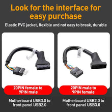 Load image into Gallery viewer, 2pcs Computer Motherboard USB3.0 Adapter Cable, 20 Pin Male to 9 Pin Female, 9 Pin Male to 20 Pin Female